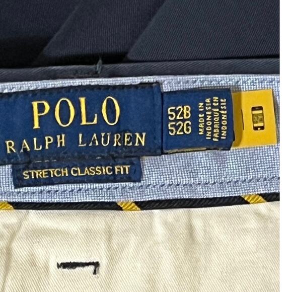 POLO Ralph Lauren Stretch Classic Fit Chino Shorts Sz 52B. Navy twill. 5 pockets - Picture 4 of 8